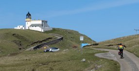 Cycling to Stoer Head Lighthouse on the North Coast 500 cycle route.